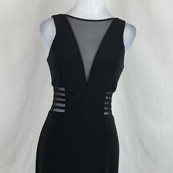 Morgan & Co Black Sheer Cutouts Feminine Party Event Occasion Maxi Dress Size 7 - Picture 3 of 15